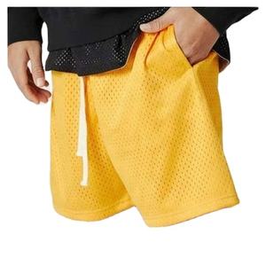 Short de gymnastique double couche en polyester personnalisé pour hommes Short de basket-ball d'été en maille d'entrejambe de 5 pouces Motif solide Mi Anti-rides - Product Image 1