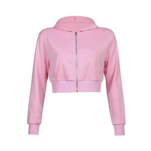 Sudadera con capucha de talla grande para mujer de invierno tejida moderna con logotipo personalizado, blusa corta, jersey de diseñador con cremallera, sudaderas con capucha para mujer - Product Image 1