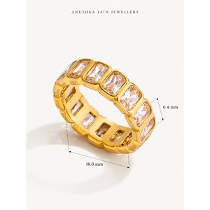 Anillo de Eternidad con Circonita, Chapado en Oro, Ajustable, Estilo Religioso Moderno - Product Image 5