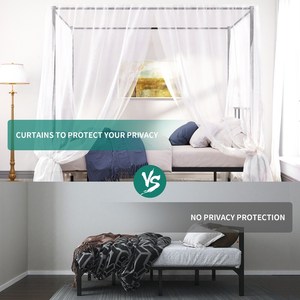 Modern Adjustable Metal Canopy <b>Bed</b> <b>Frame</b> <b>Queen</b>/King <b>Size</b> Industrial Design with Storage Bedroom Furniture - Product Image 3