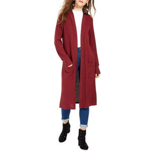Hippie Rose Junior's Duster Aperto Davanti Rosso Brillante Taglia Piccola in Tessuto Lavorato a Maglia per la Stagione Autunnale - Product Image 1