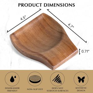 Repose-cuillère en bois pour comptoir de cuisine-porte-cuillère de cuisson pour dessus de cuisinière repose-cuillère à café moderne, 2 pièces porte-spatule - Product Image 3