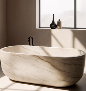 Sang trọng handcarved marving ngâm bồn tắm | Artisan freestanding tắm cho B2B - Product Image 3