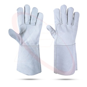 Vente chaude Premium cuir de chèvre Tig gants de soudage sans doublure 7cm manchette aile pouce style couleur blanche gants de sécurité robustes - Product Image 5