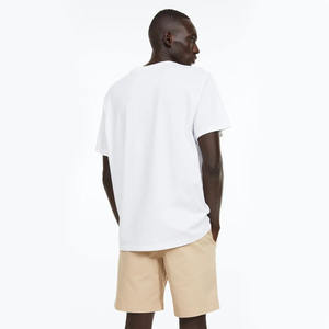 Short d'été décontracté en coton beige pour hommes, 100% coton, longueur genou avec cordons et poches, motif uni - Product Image 5