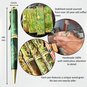 Aquamarine Collection: Luxury Handmade 0.7mm Stabilized Wood Ballpoint <b>Pen</b> Green-Red-<b>Blue</b> Resin Body Business Gift Souvenir <b>Pen</b> - Product Image 4