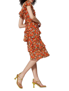 Robe à fleurs orange au design unique pour femmes avec des couleurs personnalisées, parfaite pour l'été et les sorties à la plage, disponible à la vente depuis l'Inde - Product Image 3