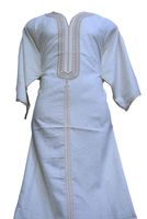 Thobe marocain prêt-à-porter en lin respirant, col à trois quarts, longueur cheville, pour hommes adultes, automne, décontracté, broderie unie