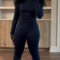 Femmes deux pièces tenues automne entraînement sweat-shirt zippé et survêtement Flare Yoga pantalon Gym survêtements 2 pièces ensemble
