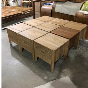 Chevet en bois minimaliste de luxe sur mesure pour petit espace, tiroir de rangement, finition naturelle en teck, écologique pour chambre d'hôtel - Product Image 4