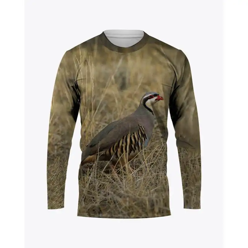 Chemise de chasse légère et durable à manches longues pour hommes T-shirt de camouflage de chasse à col rond personnalisé pour hommes