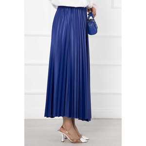 Jupe longue en satin Saks Color avec taille empire respirante, style uni, fente décorative imprimée, idéale pour l'été - Product Image 3
