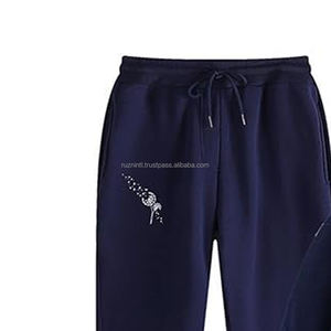 Vente flash Ensemble de survêtement en molleton de qualité supérieure bleu marine avec strass Fabriqué en 100% coton pour hommes et femmes - Product Image 2