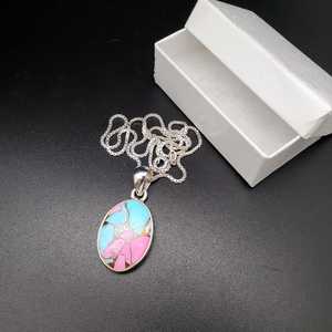 Z-052 |   Collar con Colgante Único de Plata de Ley con Turquesa Rosa Algodón de Azúcar |   Colgante Turquesa Rosa Algodón de Azúcar |   Mohave - Product Image 1