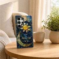 Coque de téléphone antichoc deux-en-un avec motif vitrail ciel étoilé pour Samsung Galaxy S26 S26 Ultra S26 Plus S22