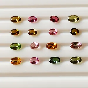 Pierres précieuses à facettes de forme ovale en tourmaline multicolore naturelle pour la fabrication de bijoux au prix de gros Gemmes de qualité supérieure