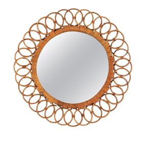 Espejo de forma única para interiores, hogar y hoteles, diseño moderno, espejo de pared de ratán, espejo de pared decorativo de Color Natural - Product Image 6