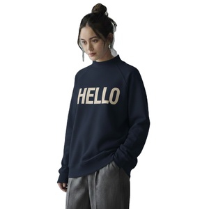 Sweat-shirt à col montant pour femme, automne/hiver, en tissu polaire respirant écologique polyester/coton, sans doublure, coupe épaules tombantes - Product Image 4