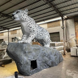 Scultura in Vetroresina a Grandezza Naturale di <span class=keywords><strong>Leopardo</strong></span> delle Nevi, Sculture per Giardini, Parchi, Zoo, Resort e Centri Commerciali - Product Image 2