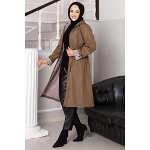 Túnel de cintura con cremallera gabardina de gran tamaño Tan - Product Image 4