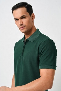 Top Quality Men's Polo <b>Shirt</b> with Zipper Short Sleeve Custom Design Pique Knitted Fabric Ribbed <b>Collar</b> Cuffs Breathable - Product Image 5