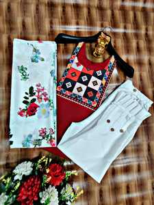 Kurtas estampadas de rayón de corte medio largo para mujer con pantalones Salwar y último diseño de tendencia Dupatta para niñas - Product Image 3