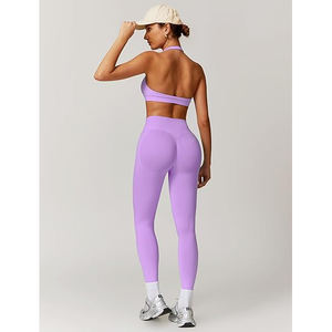 Conjuntos de yoga, sujetador sin costuras y leggings de cintura alta, elásticos, transpirables, flexibles, ropa deportiva para mujer, gimnasio - Product Image 3
