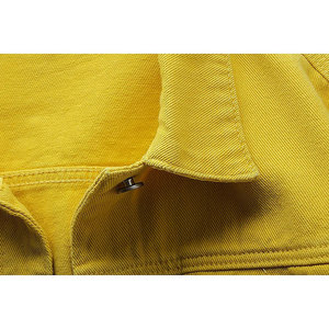 Denim Jacket Women's Unique Design with Best Quality Good Manufacturer Denim Jacket Yellow Color Plain Dyed Denim Jacket Women - Product Image 4
