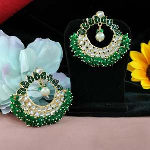 Elegante sofisticación pequeños pendientes de tuerca para mujeres y niñas radiante Kundan perla brillante perlas brillantes accesorio de moda - Product Image 2