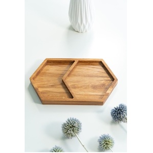 Bandeja de madera de mango sin terminar, bandeja de servicio de madera personalizada redonda para restaurante y hogar - Product Image 3