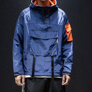 Best Quality New Arrival Wholesale Custom Logo <b>Half</b> Zipper <b>Men</b> Hooded Streetwear Windbreaker <b>Jackets</b> - Product Image 3