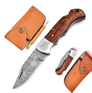 Cuchillo Plegable de Bolsillo de Acero de Damasco Hecho a Mano de Grado Industrial de Alta Calidad para Caza y Exteriores con Mango Personalizado, 1 Año de Garantía - Product Image 1