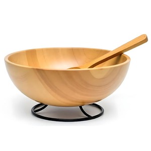 Frutero grande hecho a mano de madera de acacia con cuchara, ensaladera ecológica con logotipo personalizado para Cocina - Product Image 5