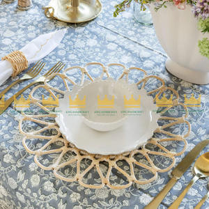 High Quality Round <b>Hand</b> Rattan Placemat Flower Table Mat <b>Heat</b> Resistant Rattan Placemats for Table Decor Hot Product - Product Image 6