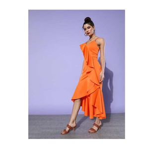 ชุดเดรสผ้าซาตินคลุมเข่าสำหรับเด็กผู้หญิงชุดปาร์ตี้เอวสูงและชุดทางการพร้อมสายรัด - Product Image 1