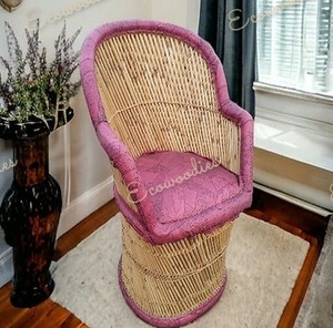 Chaise de dossier en bois de canne en bambou écologique faite à la main antique traditionnelle chaise Design élégante pour salon jardin - Product Image 1