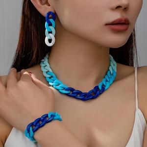 สร้อยคอโซ่หนาทำด้วยมือทำจากเรซิ่นเครื่องประดับอะคริลิคขนาดใหญ่สร้อยคอตัวหนาทันสมัยเครื่องประดับแฟชั่นสำหรับงานเลี้ยงผู้หญิง - Product Image 2