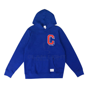 Vêtements d'extérieur légers pour hommes Nouvel arrivage de sweats à capuche de couleur bleue avec logo de broderie en chenille à la mode - Product Image 1