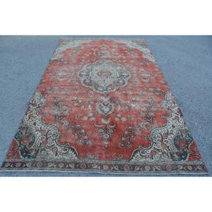 6.1x10.2 ft Vintage Rug, Rug, <b>Red</b> Floral Rug <b>Wool</b> - Product Image 1