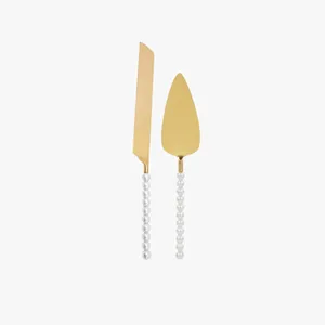 Servidor de Pastel de Acero Inoxidable de Diseño Elegante, Herramienta de Servicio de Postres de Metal con Acabado Dorado Moderno para Suministros de Hotel y Catering - Product Image 1