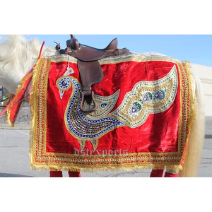 Disfraz rojo bordado para boda, caballo, boda india, entrada de novio, disfraz de caballo, entrada de novio, disfraz de caballo de boda hindú - Product Image 5