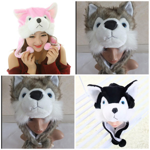 귀여운 모자 참신 동물 모자 고양이 팬더 개 재미 있은 부드러운 따뜻한 비니 봉제 겨울 모자 - Product Image 4