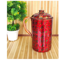 Pichet à eau en cuivre pur au design imprimé le plus exigeant à vendre Pichet en cuivre de haute qualité avec bienfaits ayurvédiques pour la santé à vendre - Product Image 5