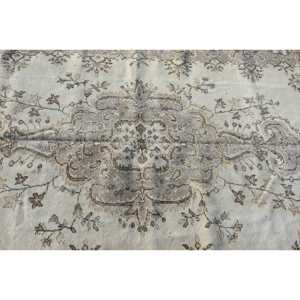 Tapis turc 5,2 x 9,4 pieds, grand tapis vintage, tapis en laine gris brun à motifs floraux - Product Image 4