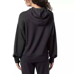 Sudadera con capucha para mujer, suéter de manga larga de Color negro completo, sudaderas con capucha de algodón de alta calidad para gimnasio y Fitness - Product Image 4