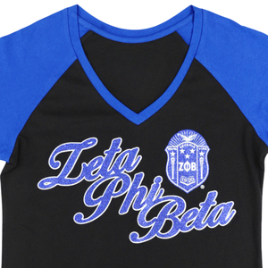 Zeta phi Beta เสื้อยืดคอกลมแขนแร็กแลนสีดำและสีฟ้าเสื้อผ้าลำลองผ้าฝ้ายนุ่มใส่สบาย - Product Image 4