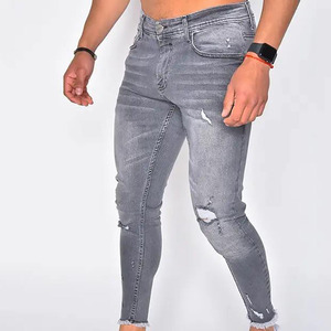 2024 nuevo estilo suelto cordón Unisex pantalón de mezclilla oscuro 100% algodón High Street ropa de verano Etiqueta Privada de talla grande recto - Product Image 2