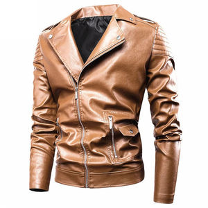Veste en cuir pour homme, style vintage, fermeture éclair, cuir vieilli, élégante, durable, tendance, vêtements d'extérieur pour homme - Product Image 1