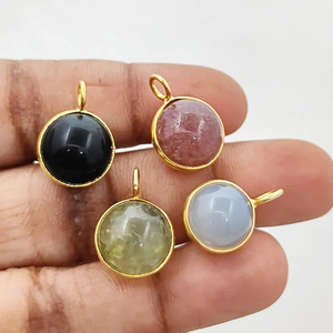 12mm Prehnite Round Ball Bezel Set Pendant 925 Silver Gold Plated Handmade Healing Jewelry Bulk <b>Charms</b> Wholesale - Product Image 4