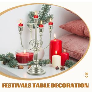 Bougeoirs de luxe Bougies coniques Branches de support de taureau en fer forgé Métal Style européen 5 bras Chandelier Multi Branches - Product Image 6